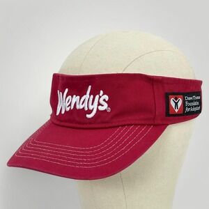 Wendy's Hat Visor Strap Back Red Unisex One Size Fits Most Fast Food